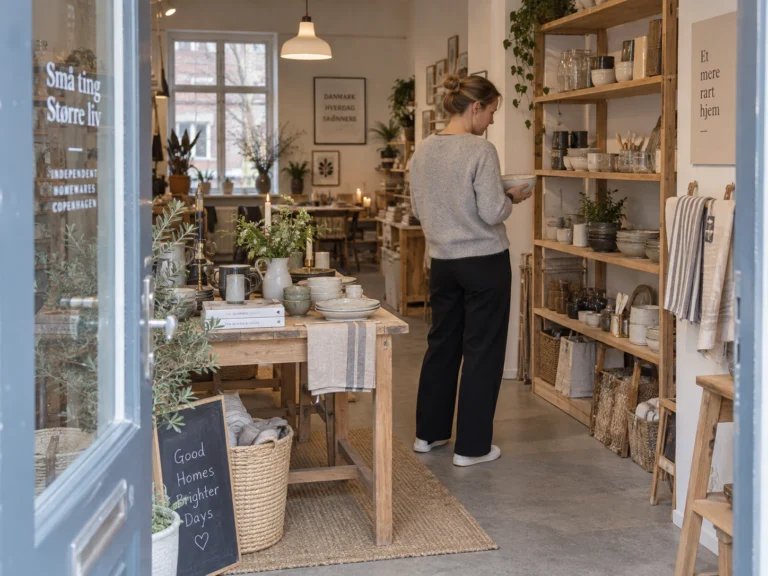 En kunde, der selv vælger varer i et showroom.